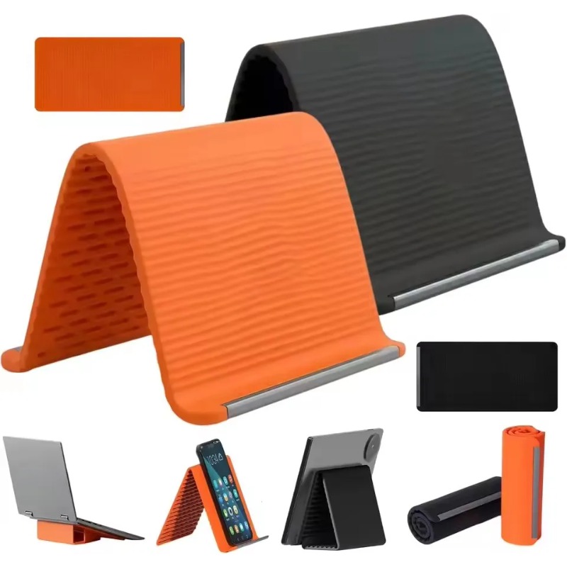 Laptop Tablet Accessories - ที่วางโทรศัพท์ซิลิโคนแบบพับได้ ปรับระดับได้หลายมุม พกพาสะดวก สำหรับ iPhone, iPad,