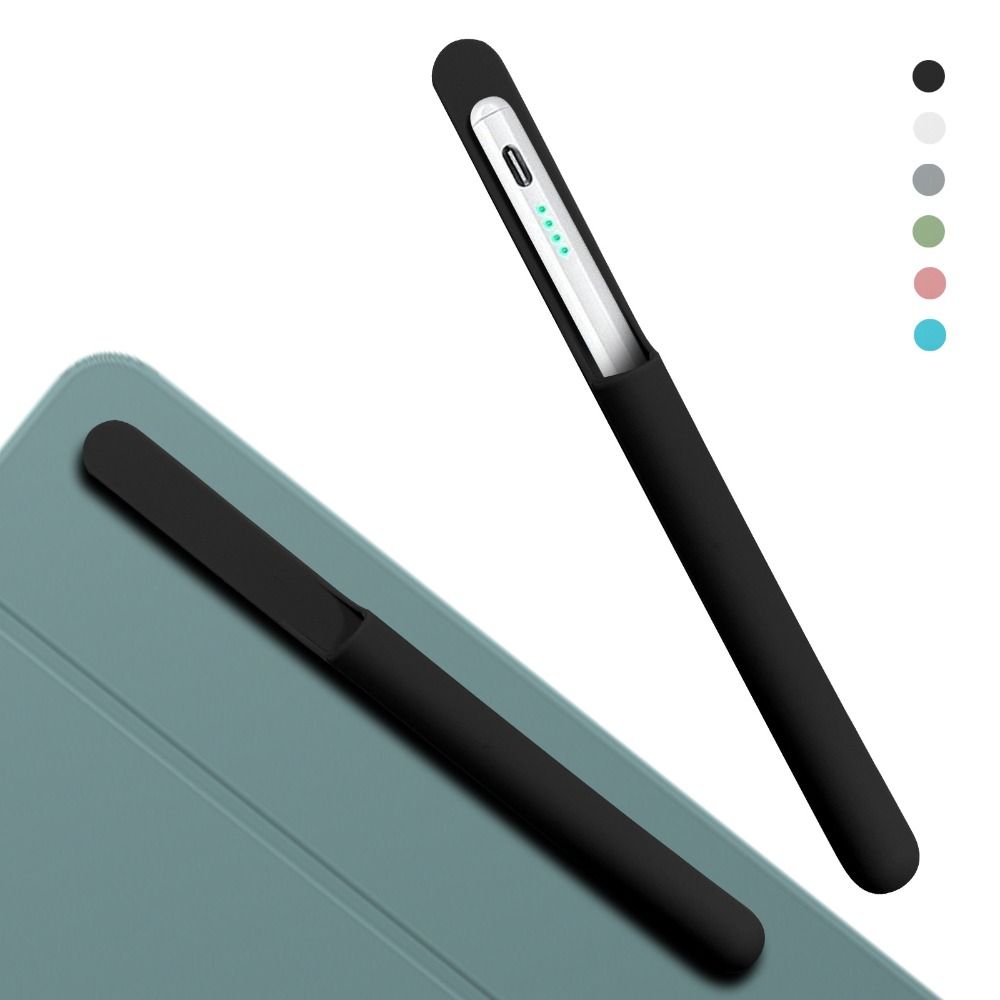 Tablet Accessories Kids - ที่ใส่ดินสอซิลิโคนแบบใหม่ ติดด้วยตัวเองได้ ยืดหยุ่น ใช้กับแท็บเล็ตได้ ป้องกันการสูญหาย คลิปหนีบปากกาสีพื้น